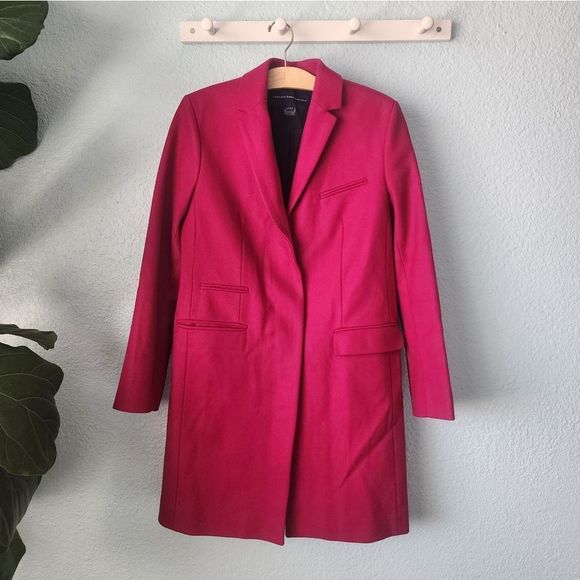 French Connection Jackets & Blazers - French Connection wool blend barbie pink color contemporary mid coat jacket